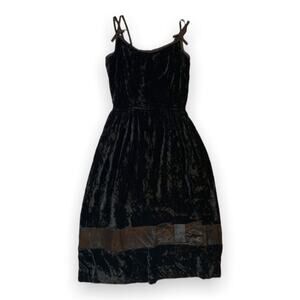 Vintage 50s Jonathan Logan Black Velvet Satin Bow Cocktail Dress XS Retro Glam